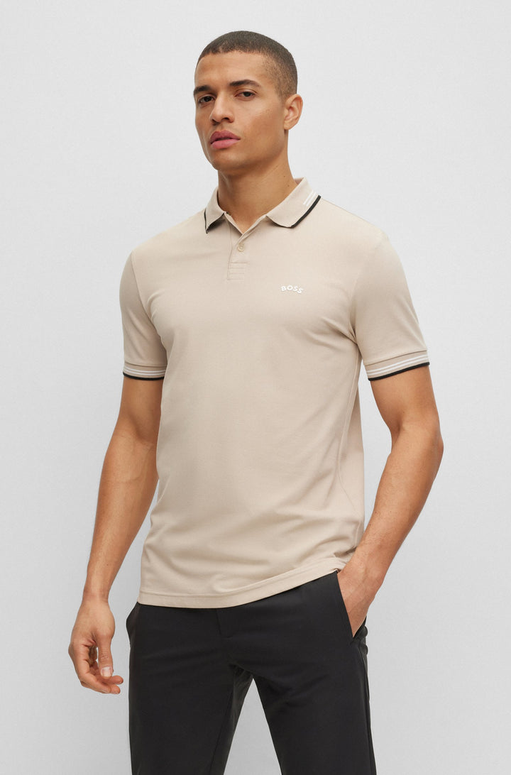 Hugo Boss Paul Curved Polo Shirt Beige