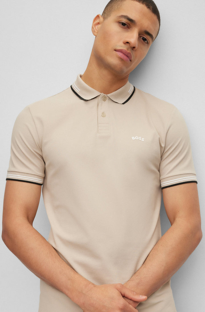 Hugo Boss Paul Curved Polo Shirt Beige