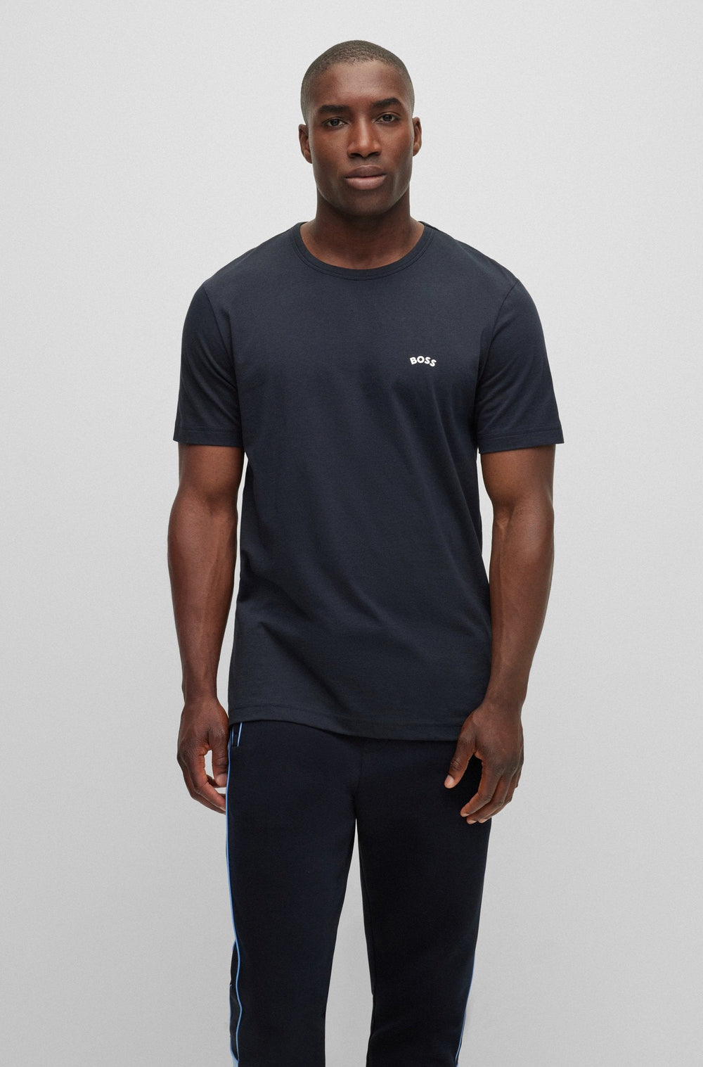 Hugo Boss Curved Logo T-Shirt Navy - Urban Menswear