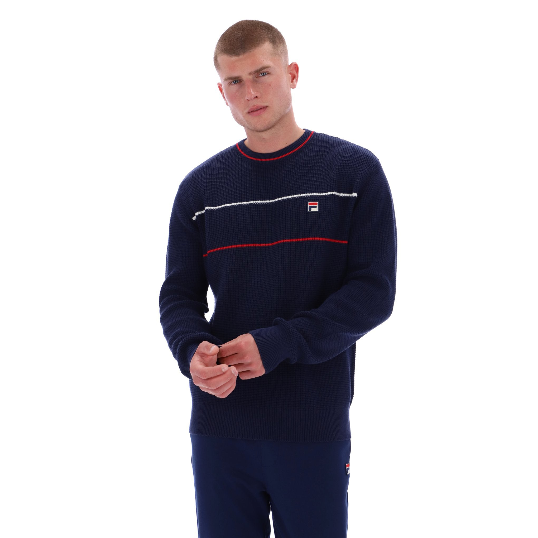 Fila Vintage Kallum Waffle Knit Jumper Navy