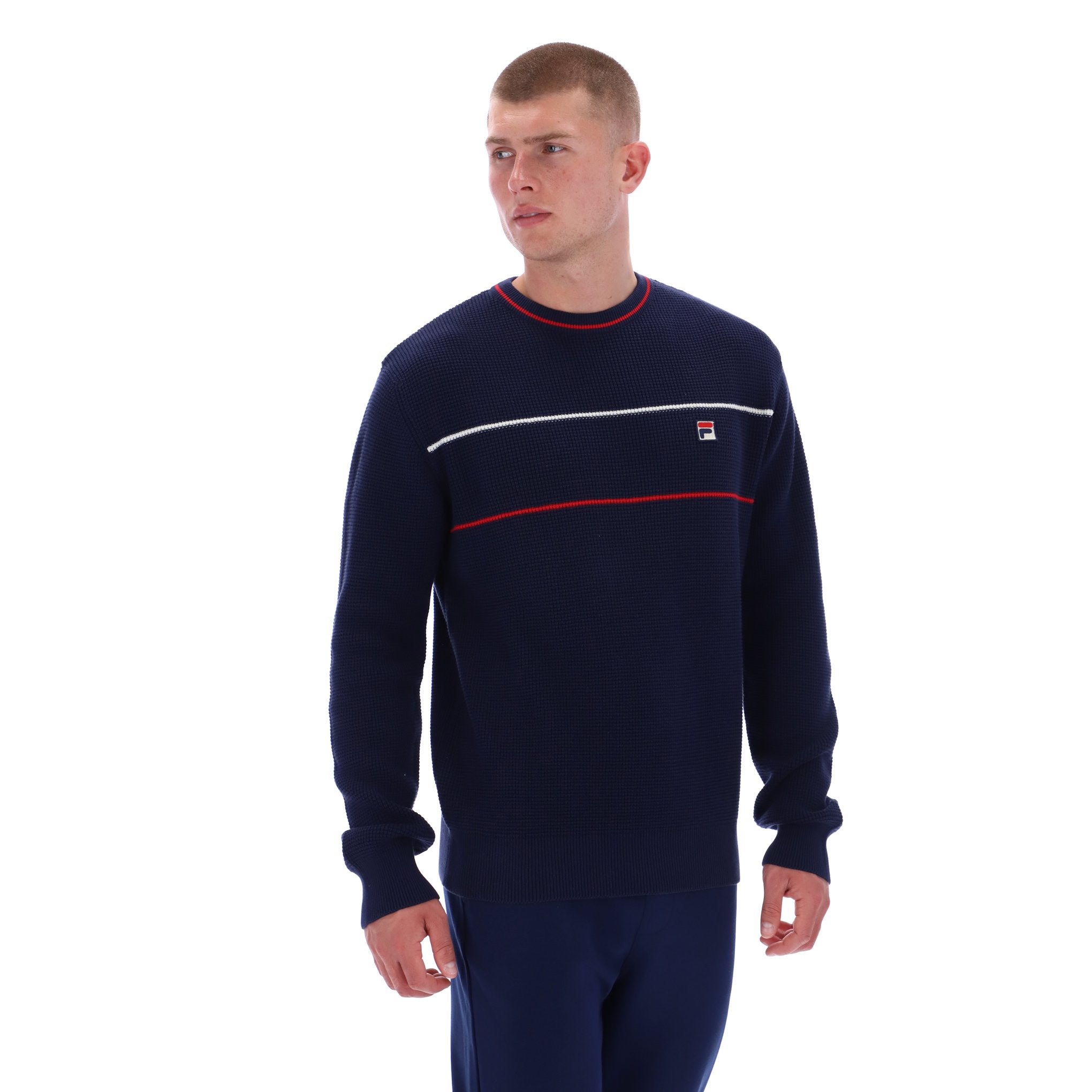 Fila Vintage Kallum Waffle Knit Jumper Navy