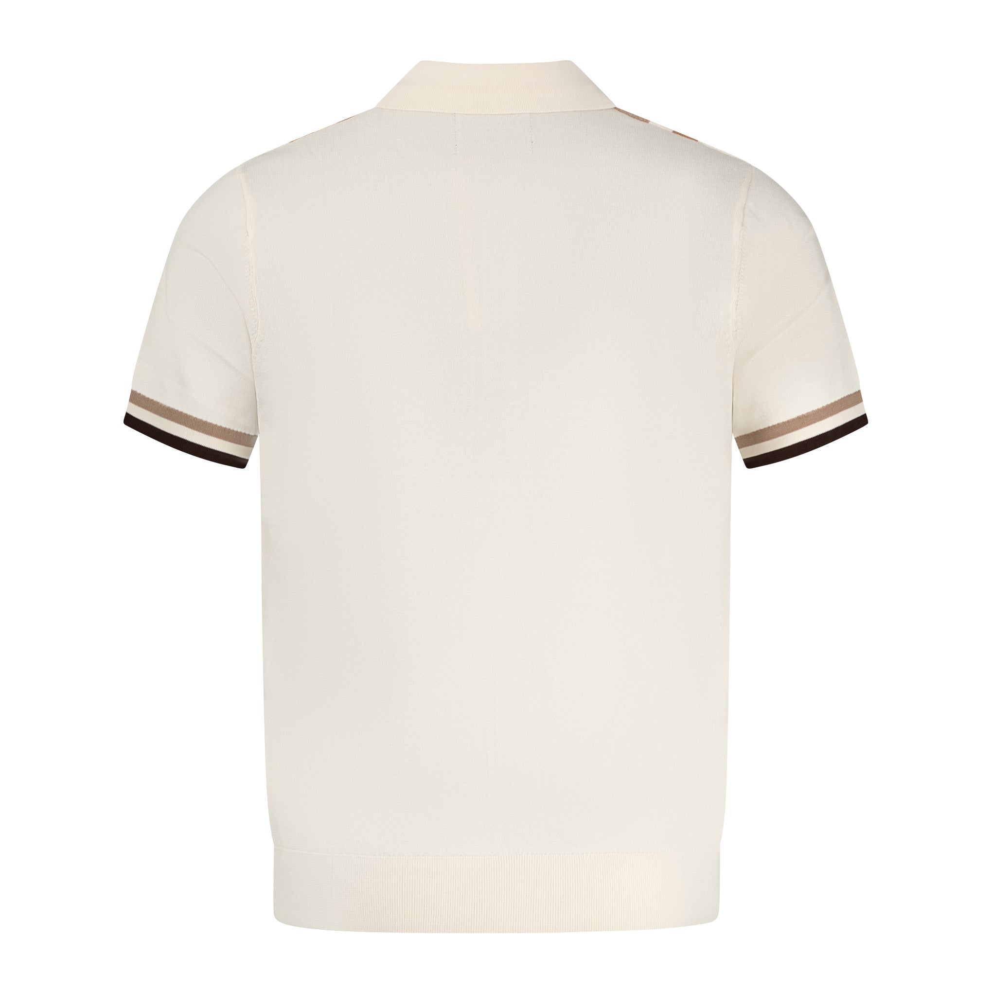 Arthur & Russell Stripe Knit Polo Shirt Beige