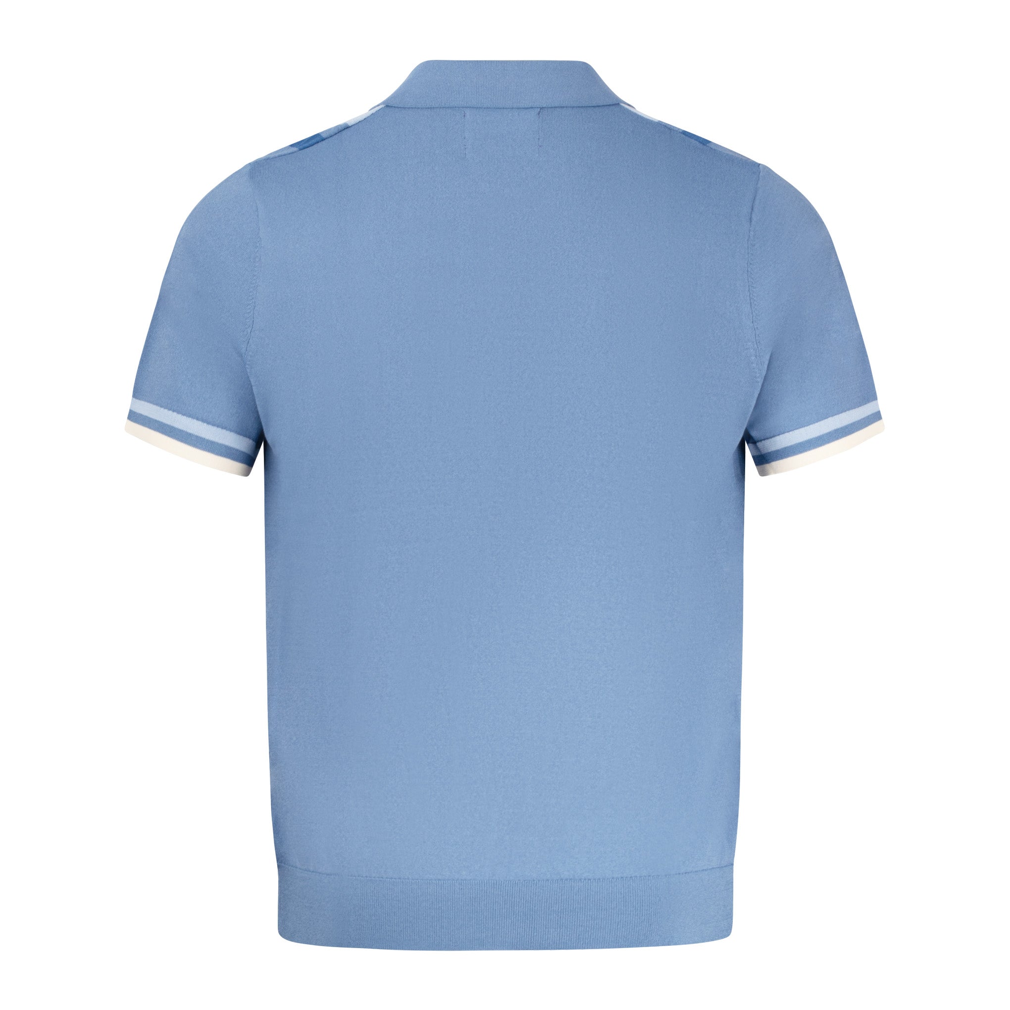 Arthur & Russell Stripe Knit Polo Shirt Sky