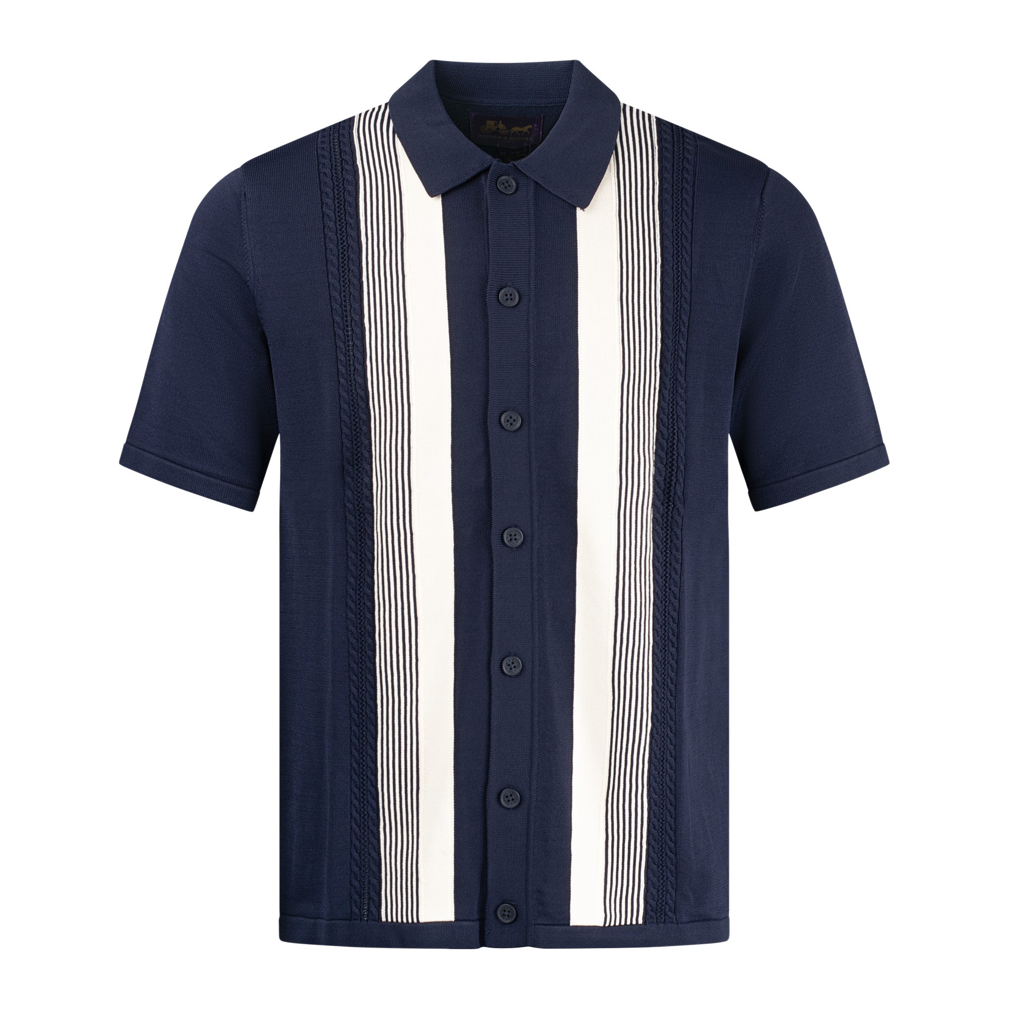 Arthur & Russell Stripe Knit Shirt Navy
