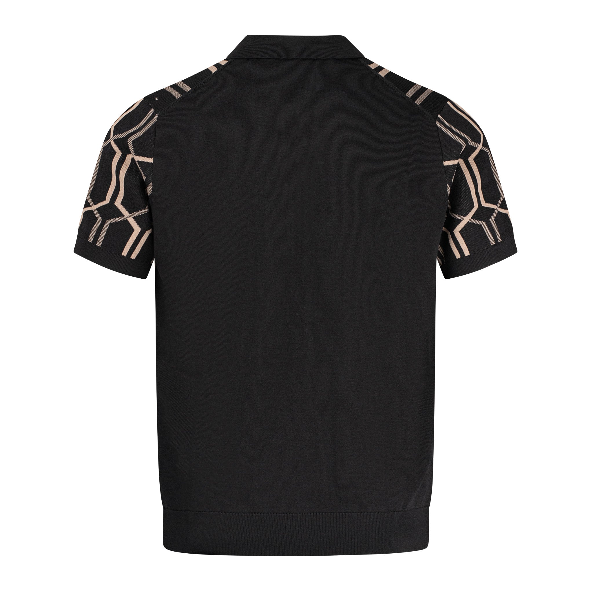 Arthur & Russell Chain Knit Polo Shirt Black
