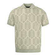 Arthur & Russell Chain Knit Polo Shirt Sage