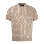 Arthur & Russell Chain Knit Polo Shirt Taupe