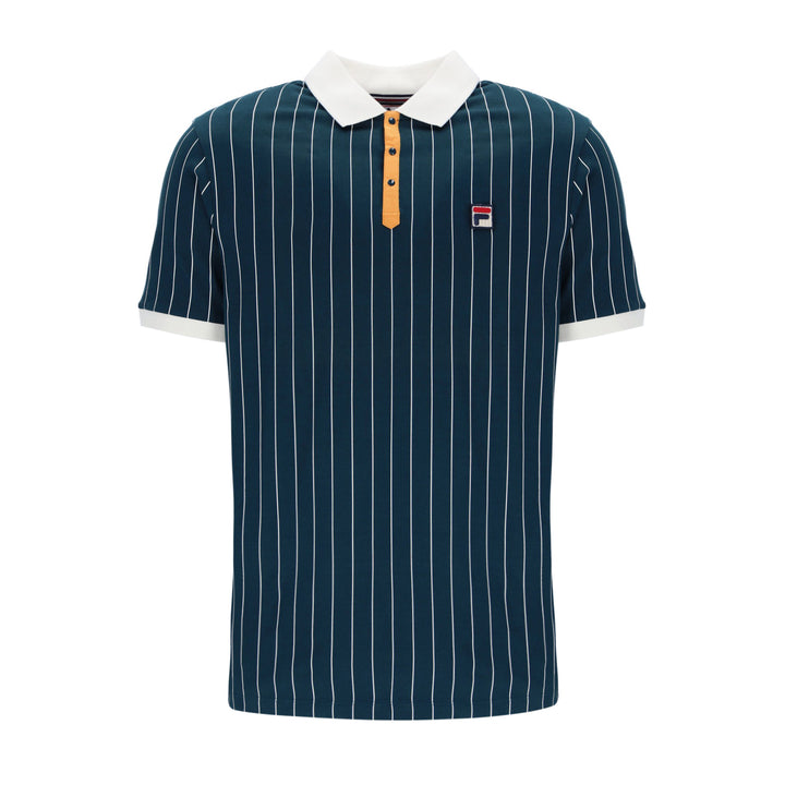Fila Vintage BB1 Striped Polo Shirt Teal/Cream