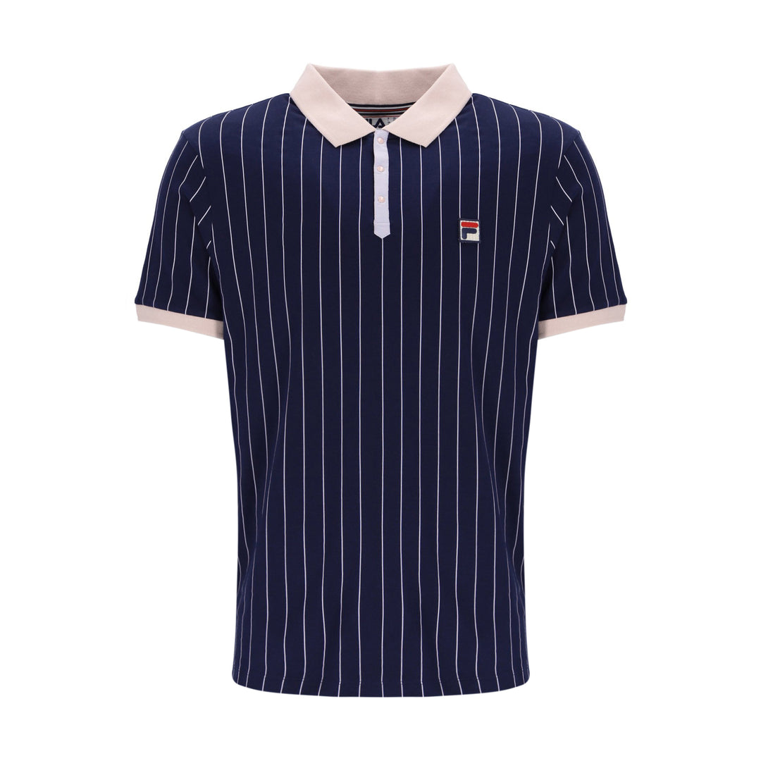 Fila Vintage BB1 Striped Polo Shirt Navy/Pink