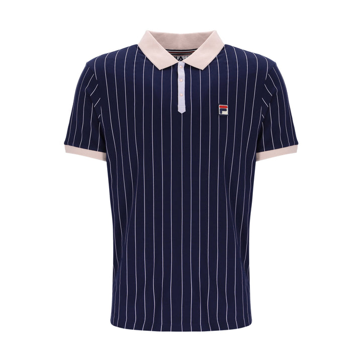 Fila Vintage BB1 Striped Polo Shirt Navy/Pink