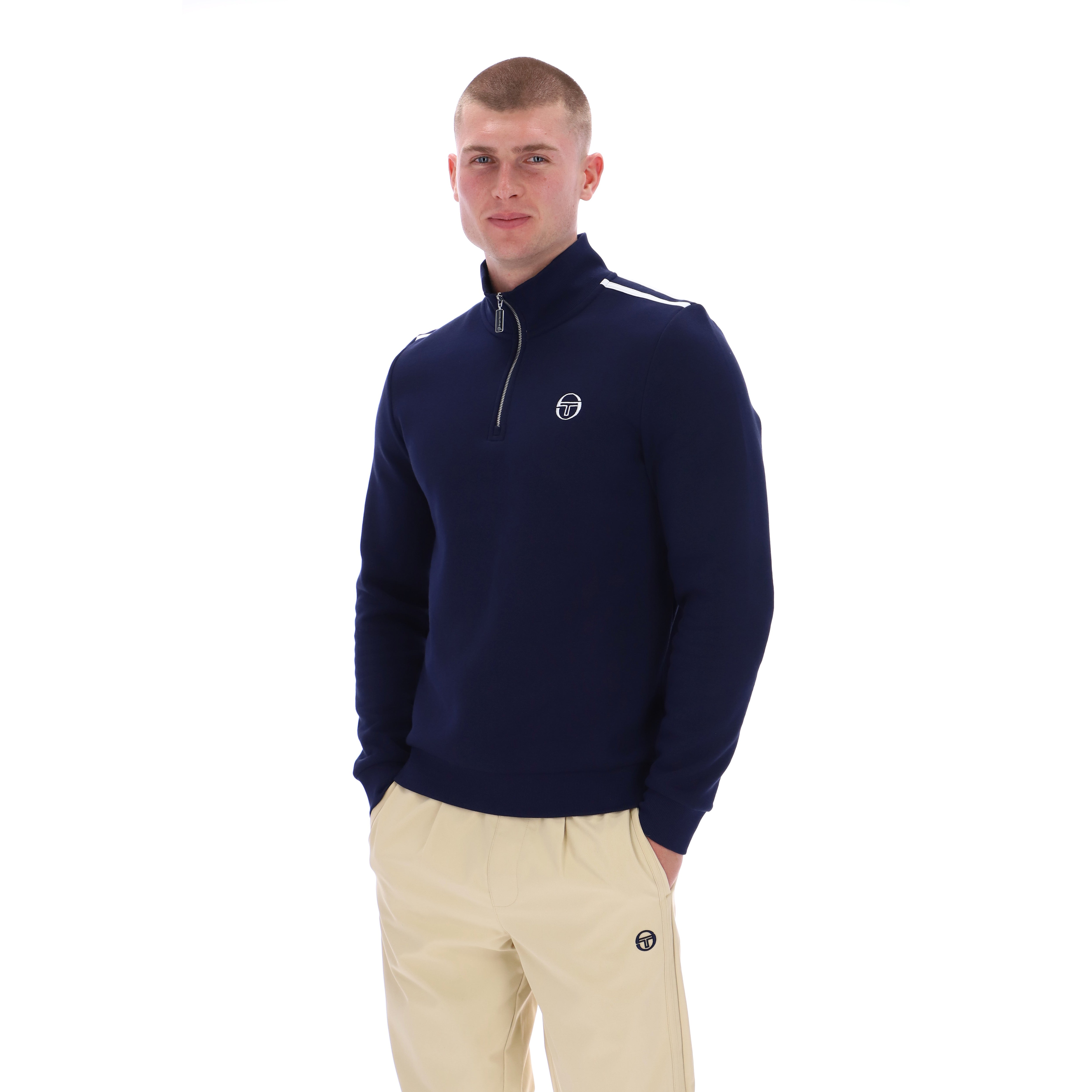 Sergio Tacchini Locchi Quarter Zip Jumper - Navy - Men's – Urban