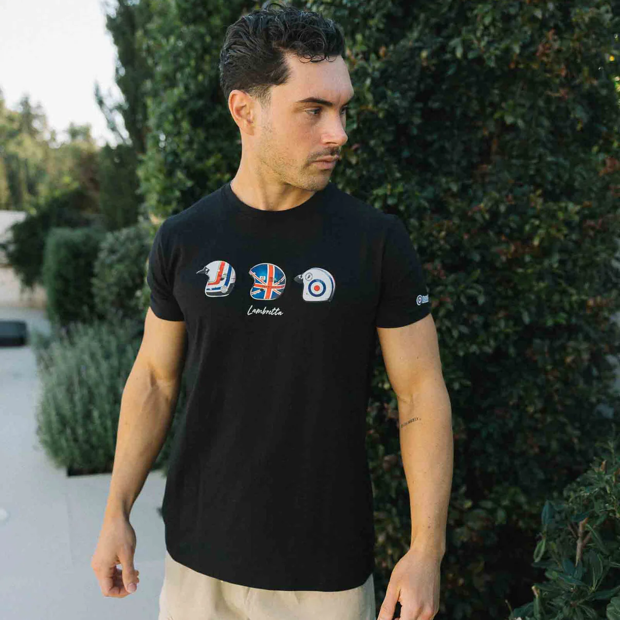 Lambretta Mod Helmet  T-Shirt Black