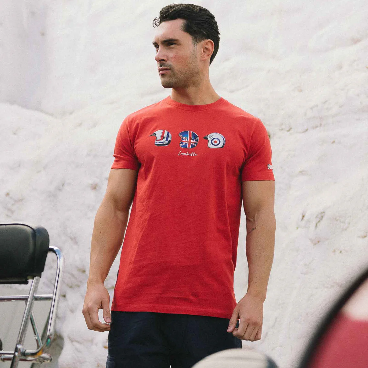 Lambretta Mod Helmets  T-Shirt Red