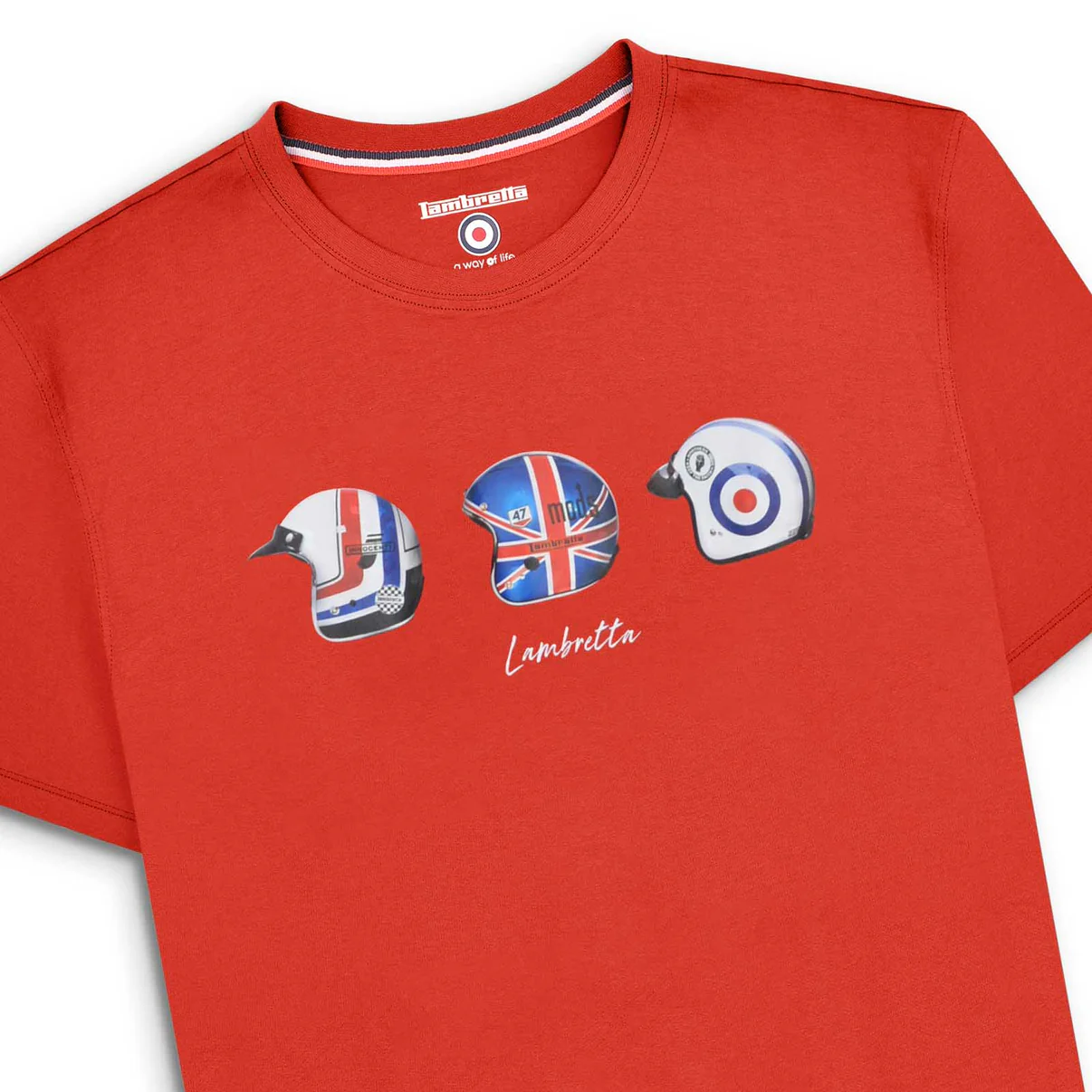 Lambretta Mod Helmets  T-Shirt Red