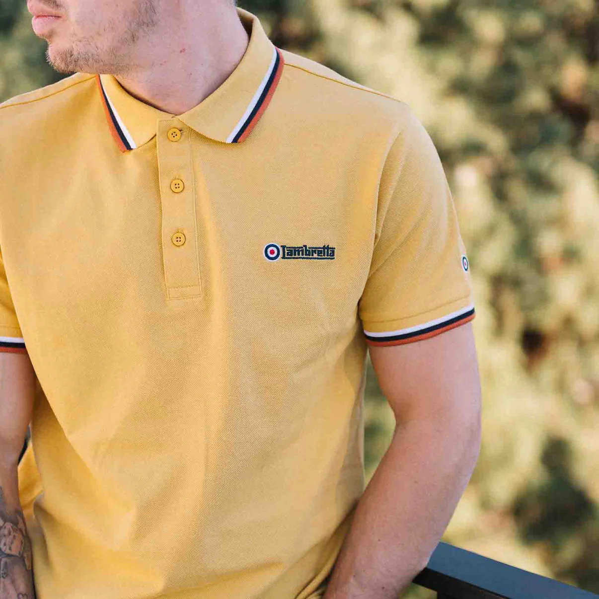 Lambretta Triple Tip Polo Shirt Gold