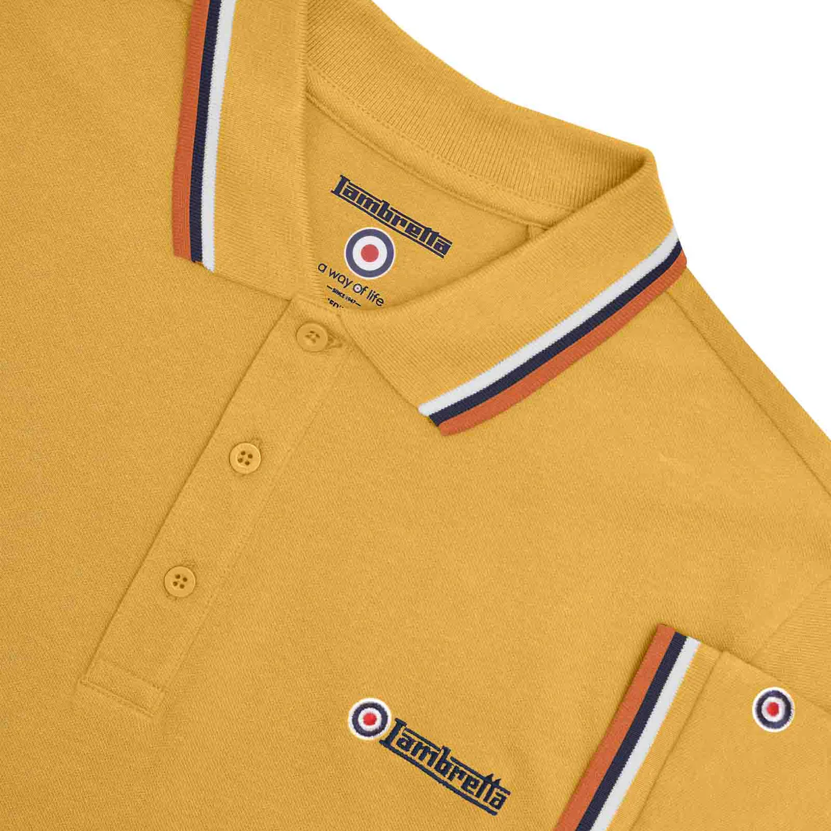 Lambretta Triple Tip Polo Shirt Gold