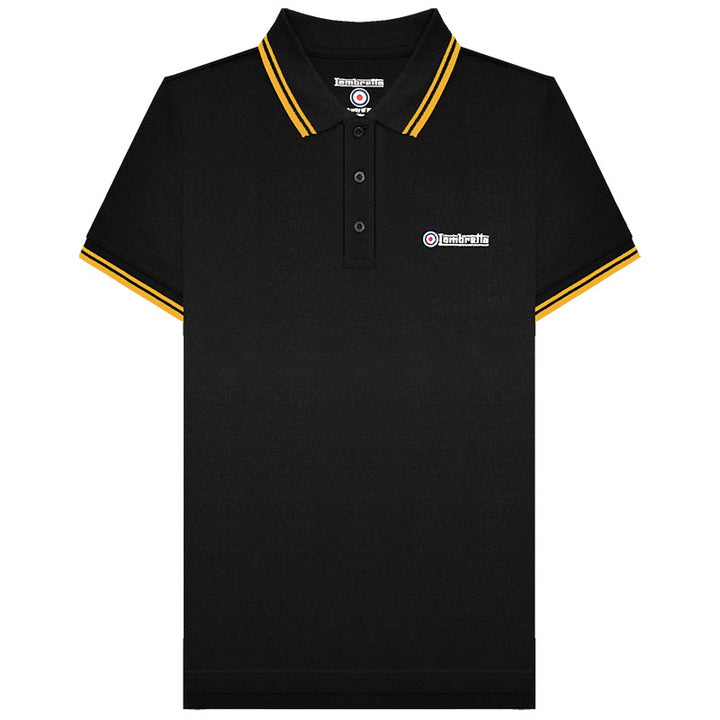 Lambretta Twin Tip Polo Shirt Black/Gold