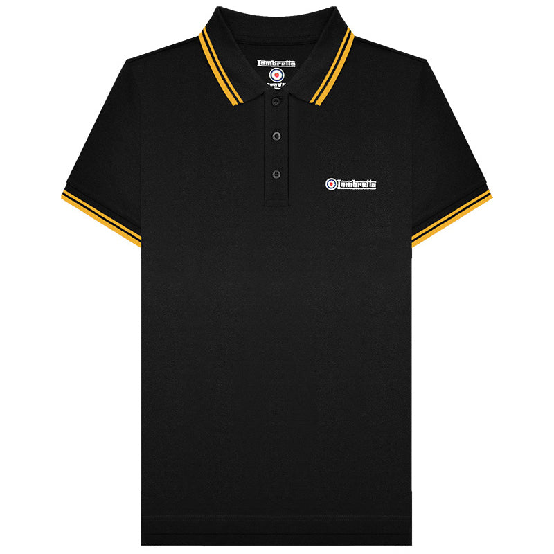 Lambretta Twin Tip Polo Shirt Black/Gold