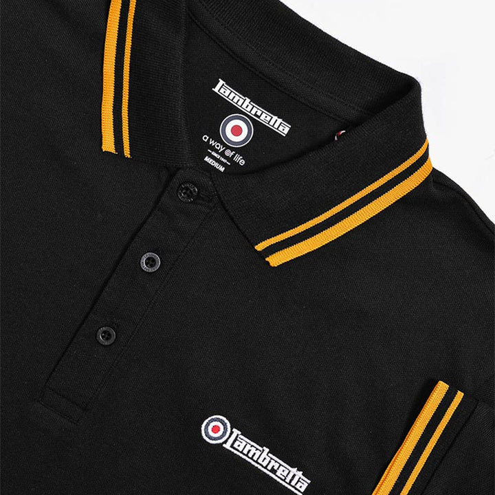 Lambretta Twin Tip Polo Shirt Black/Gold