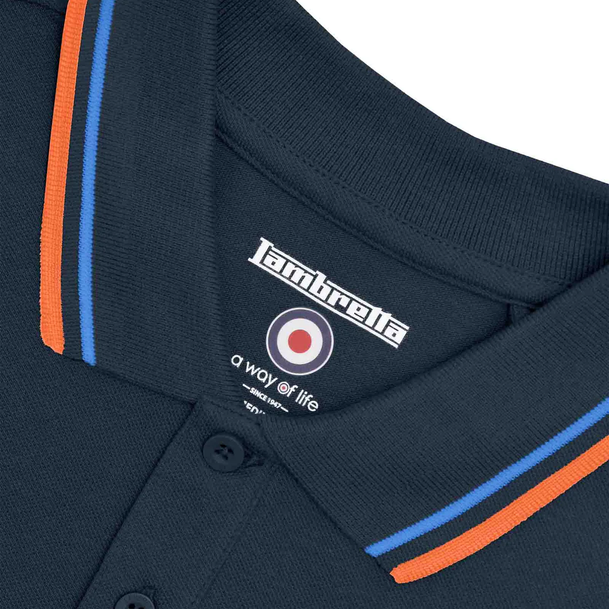 Lambretta Twin Tip Polo Shirt Navy/Orange