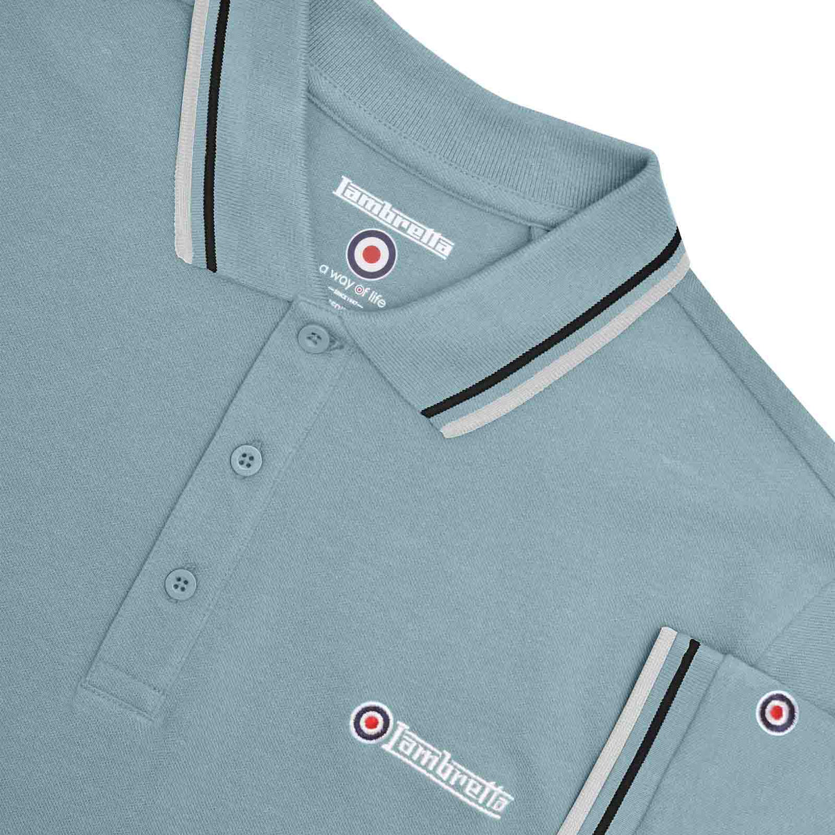 Lambretta Twin Tip Polo Shirt Sky/Black