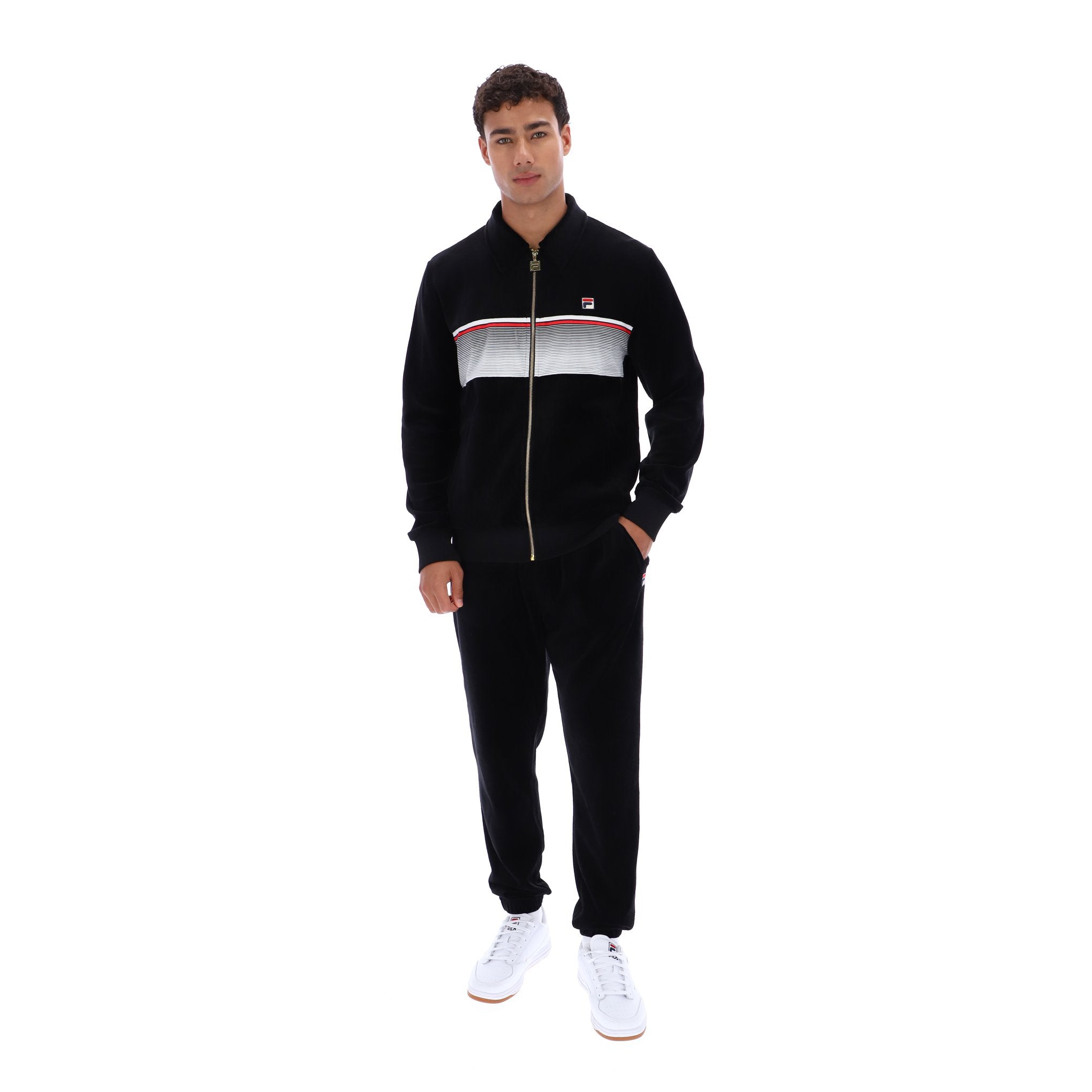 Fila Vintage Malakai Velour Track Top Black