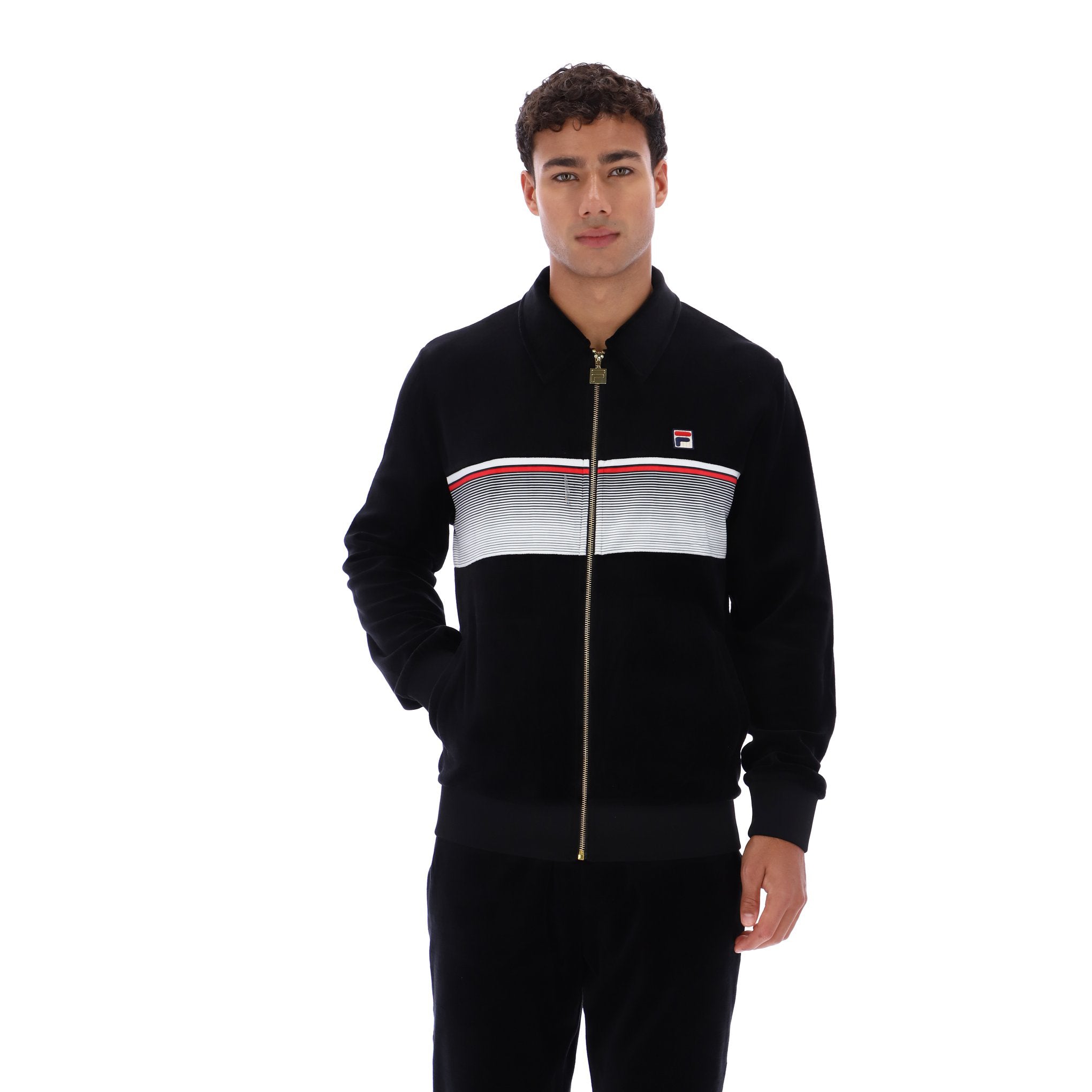 Fila Vintage Malakai Velour Track Top Black