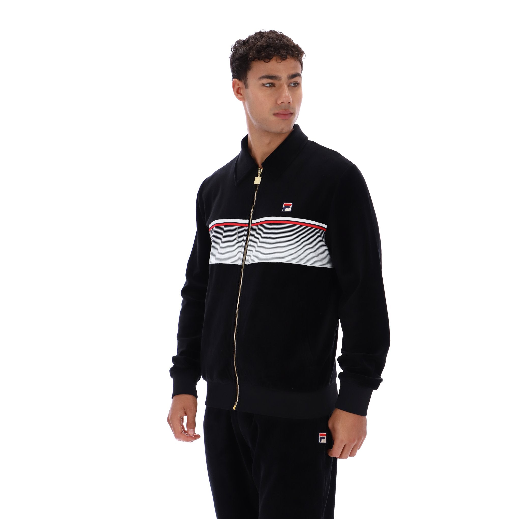 Fila Vintage Malakai Velour Track Top Black