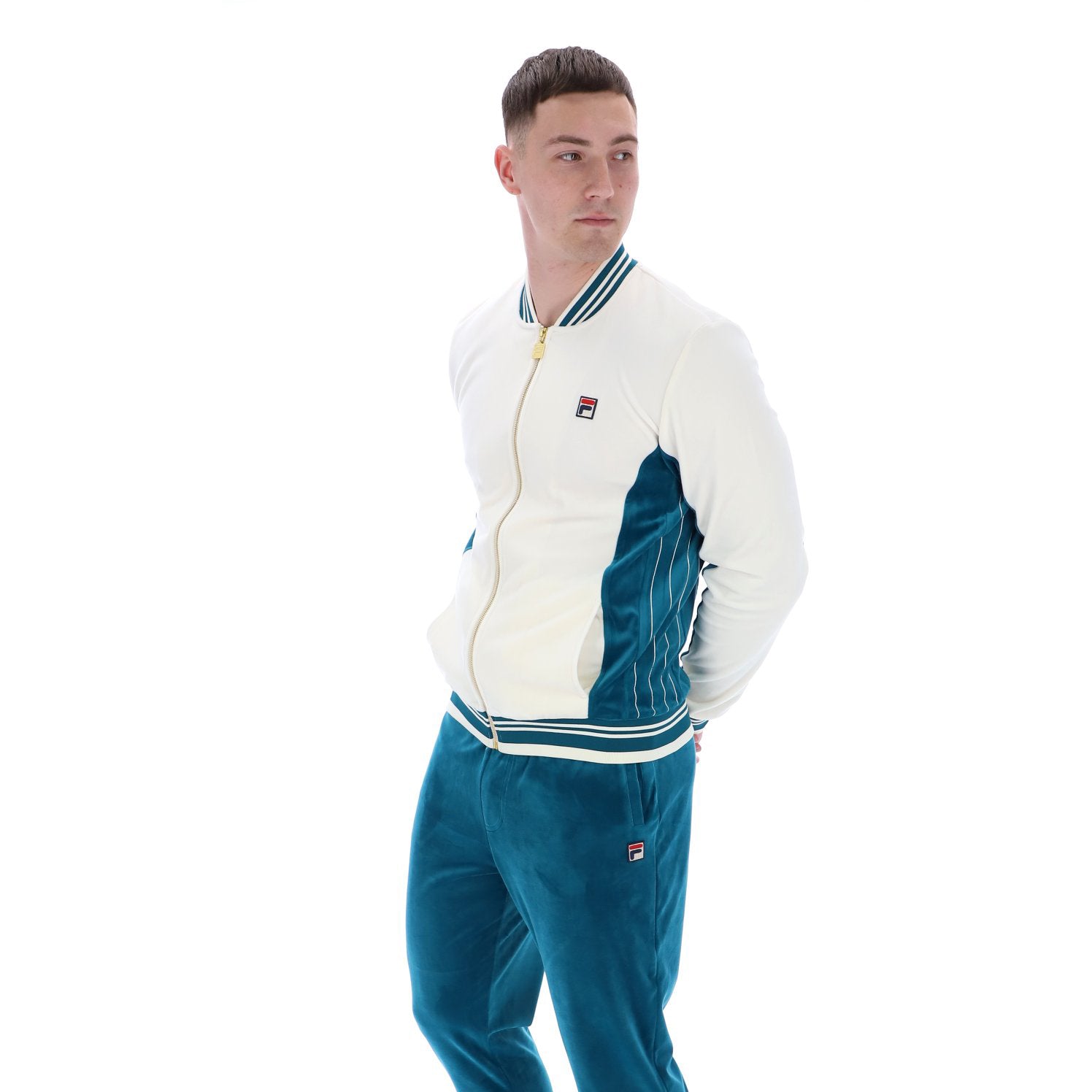 Fila Vintage Miguel Velour Track Top Cream/Teal