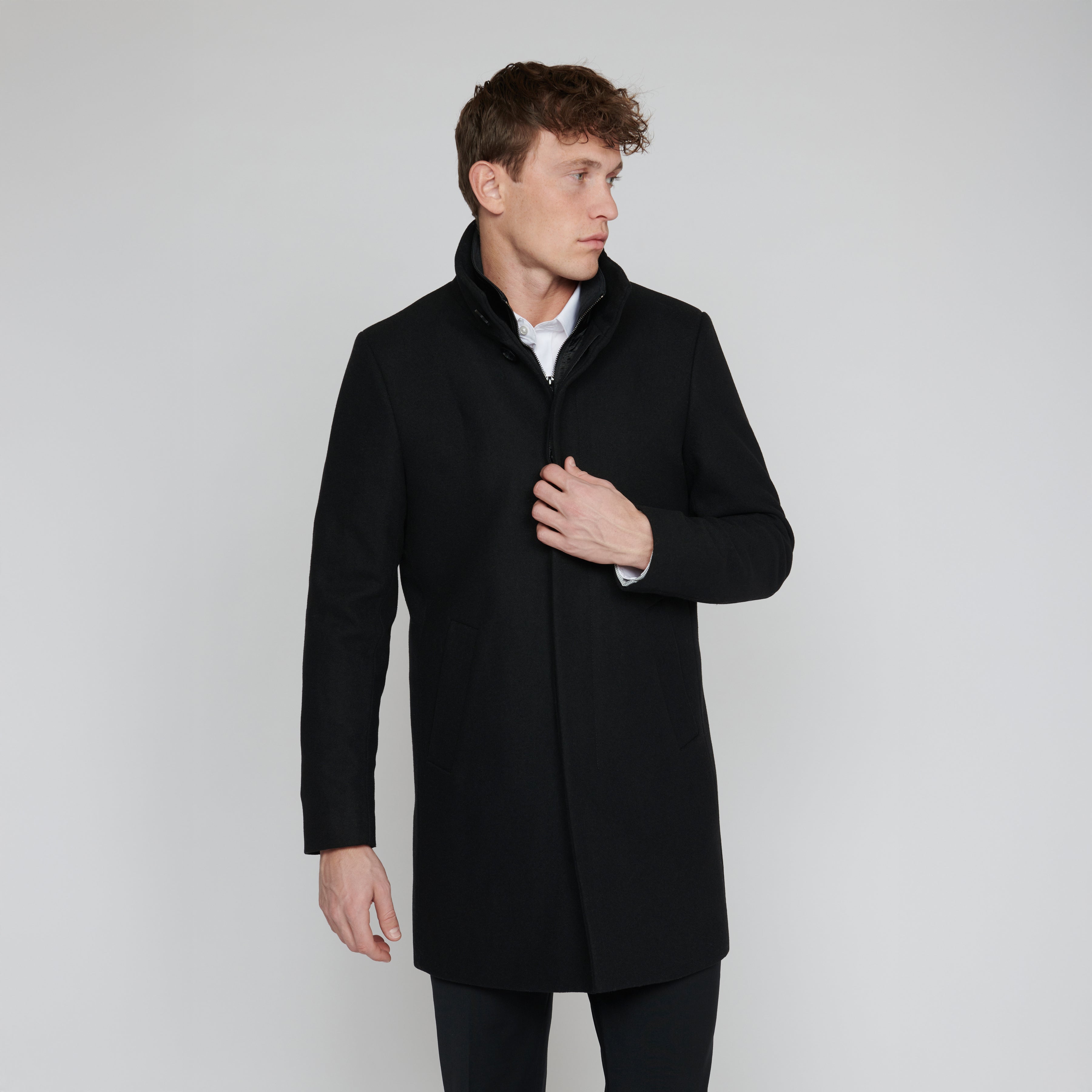 Matinique Harvey Wool Overcoat Black