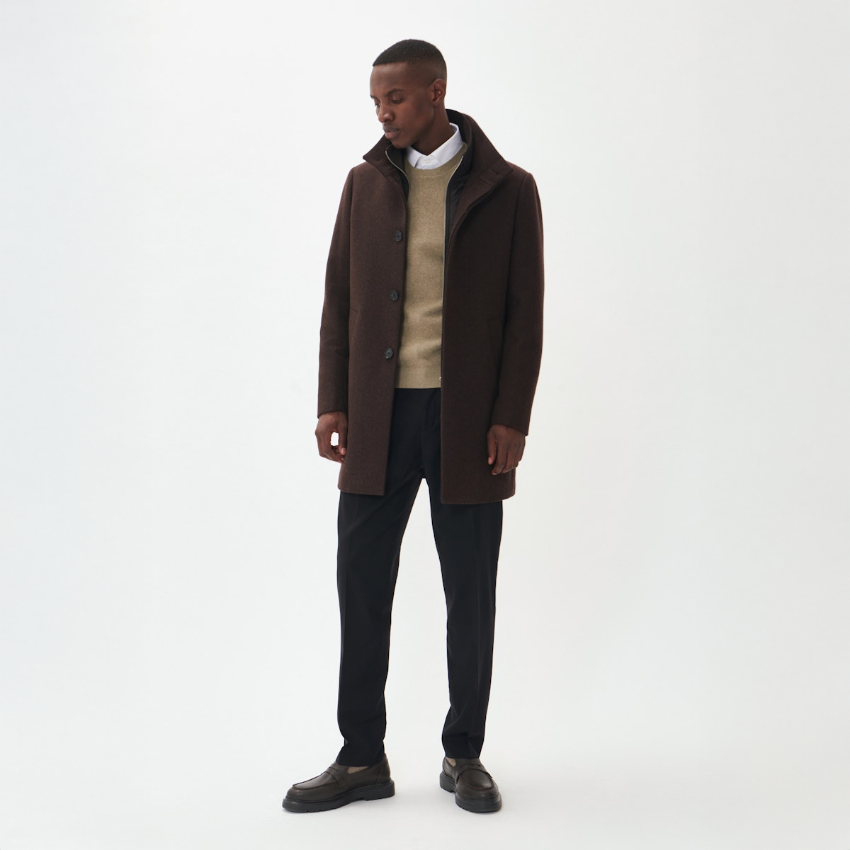 Matinique Harvey Wool Overcoat Espresso