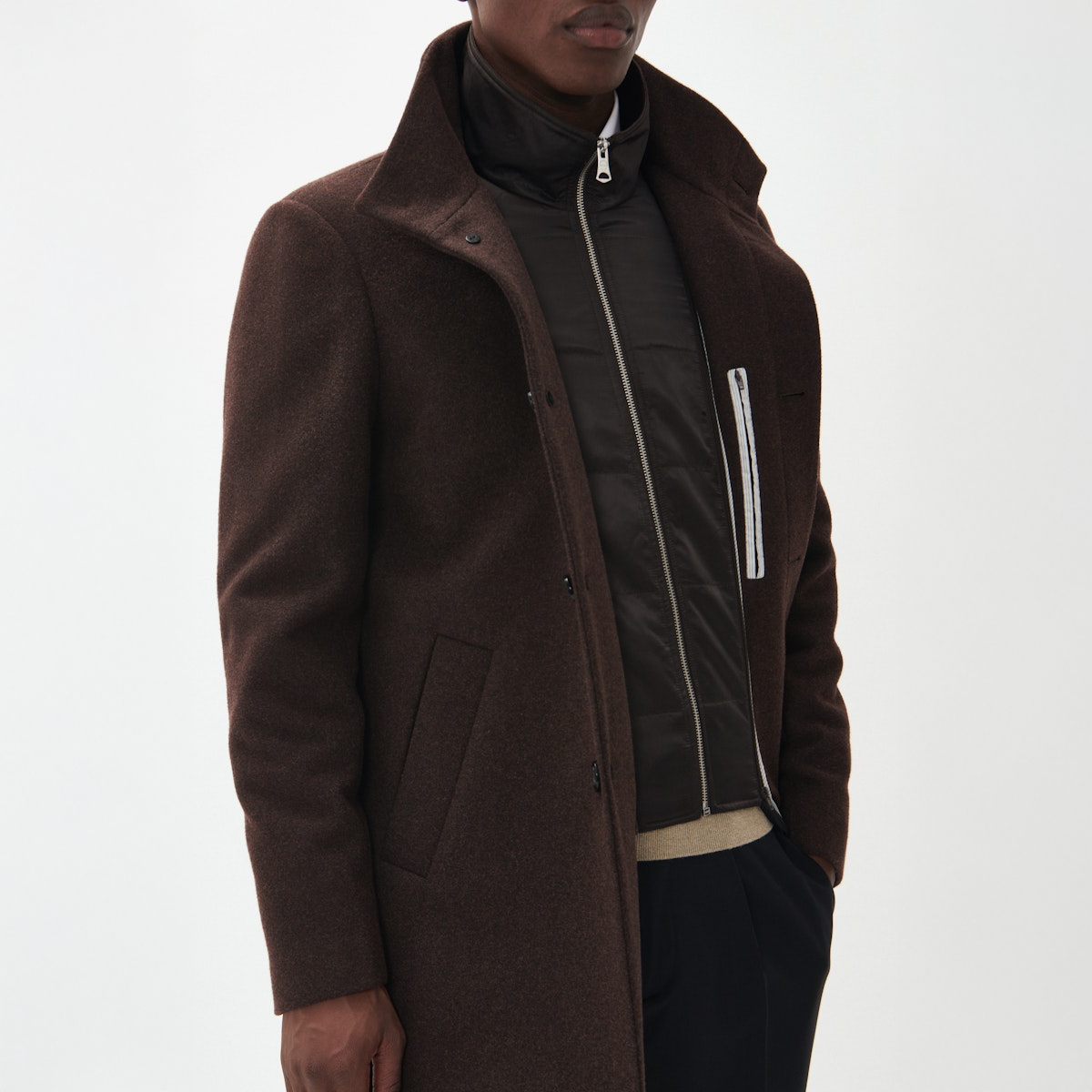 Matinique Harvey Wool Overcoat Espresso