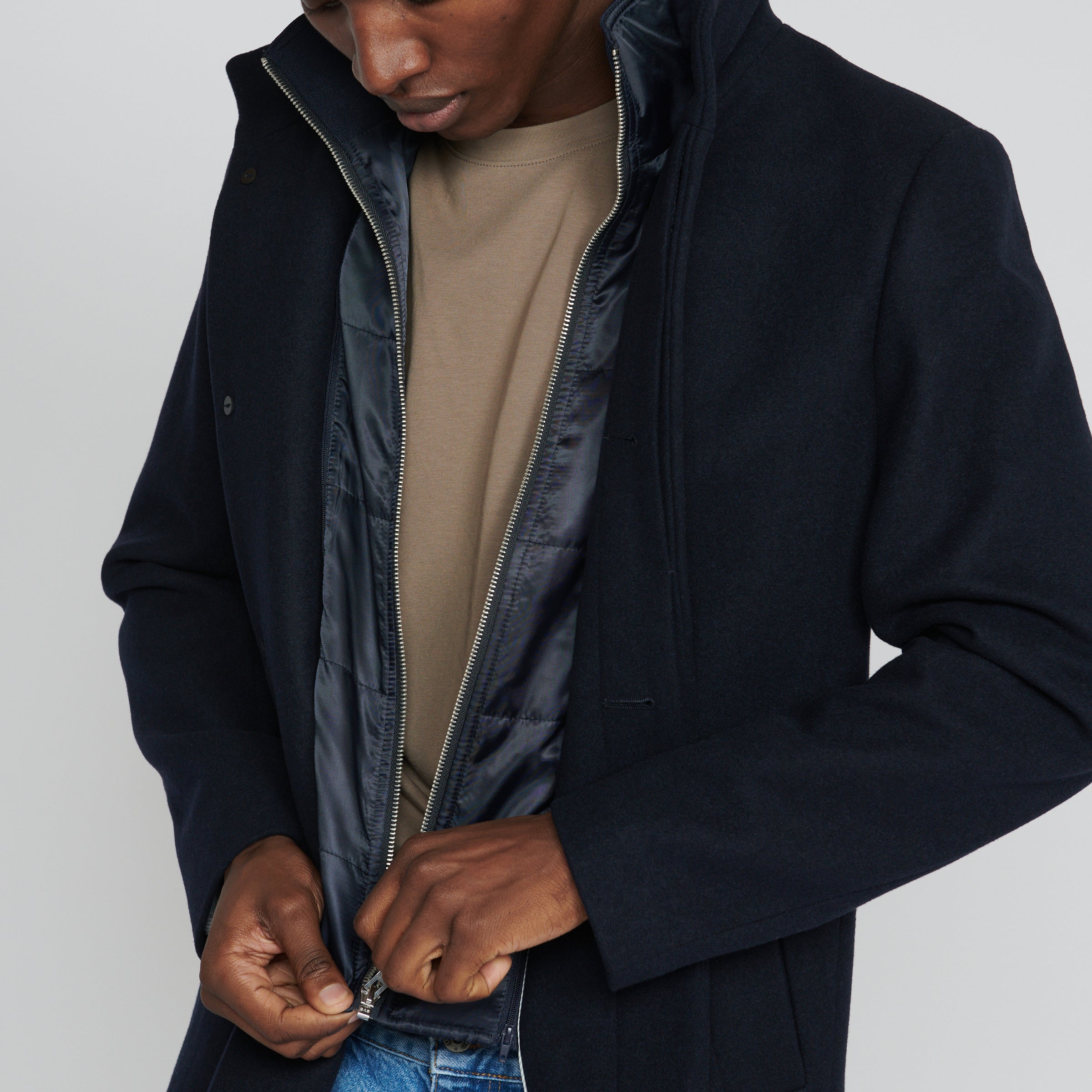 Matinique Harvey Wool Overcoat Navy