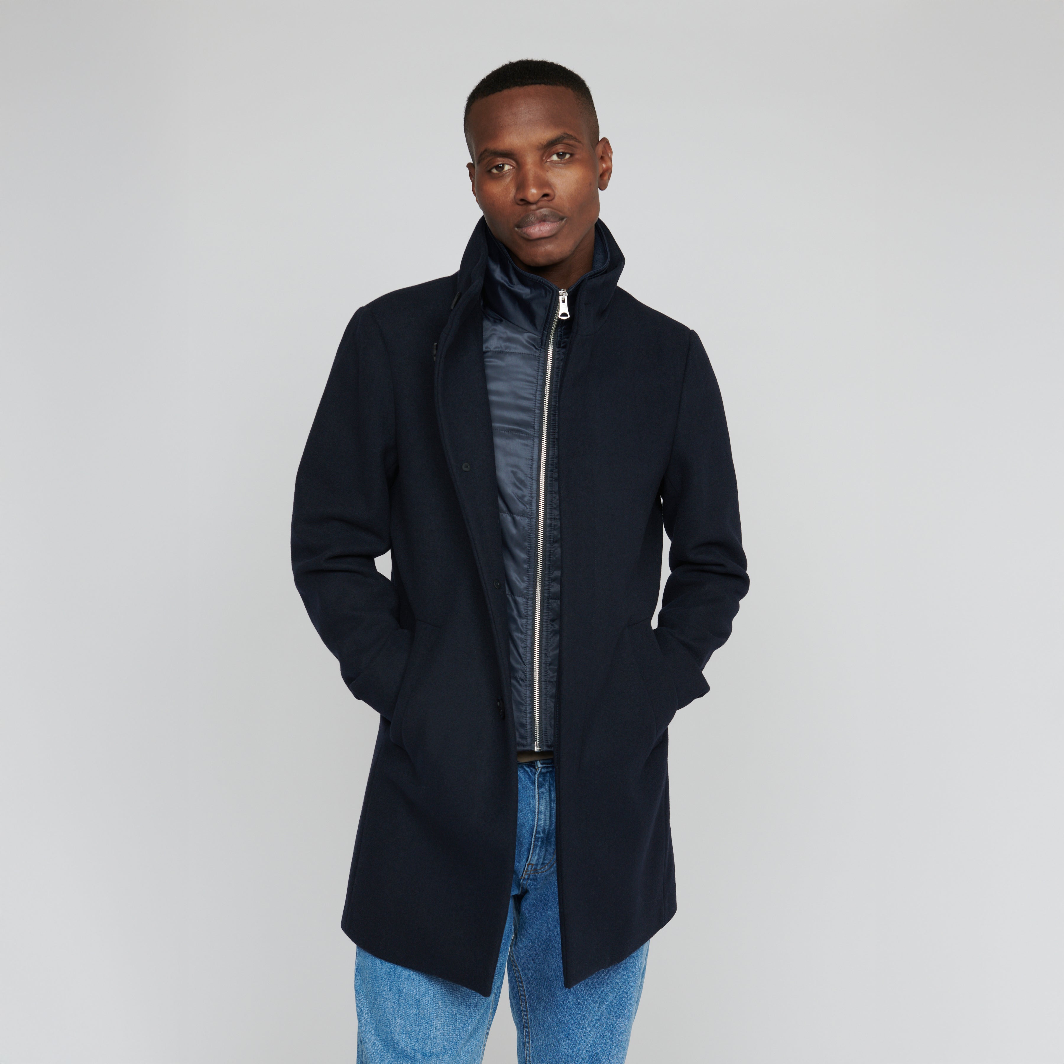 Matinique Harvey Wool Overcoat Navy