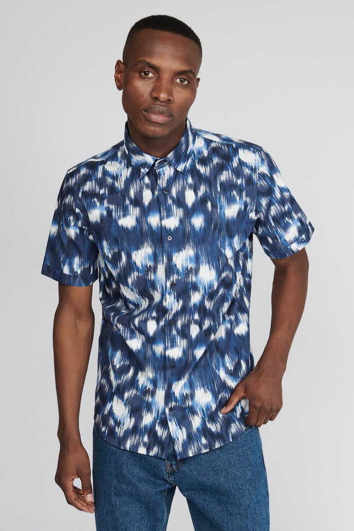 Matinique Motion Blur Print Shirt Navy