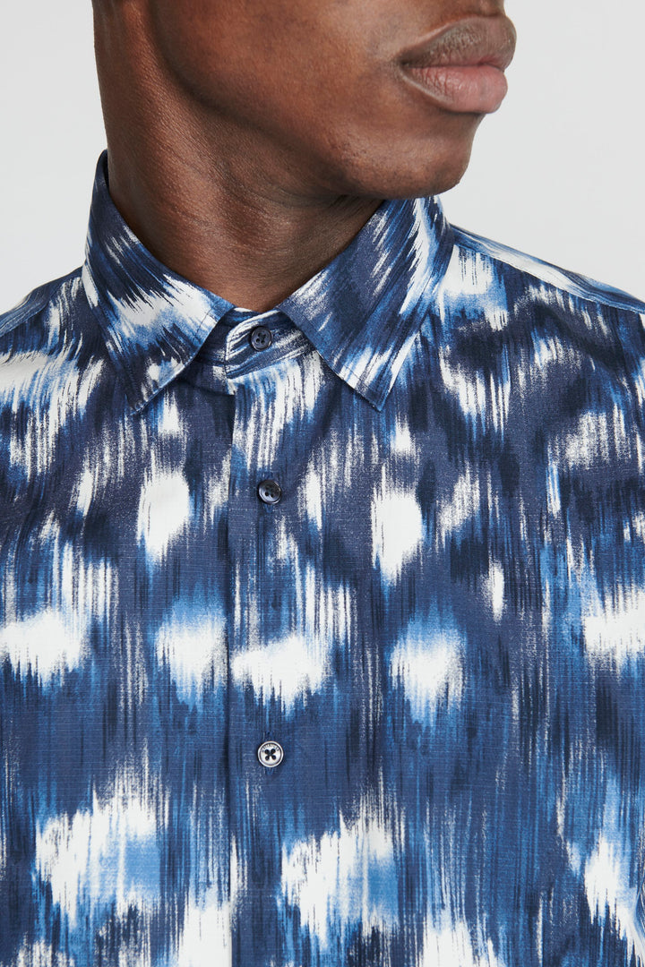 Matinique Motion Blur Print Shirt Navy