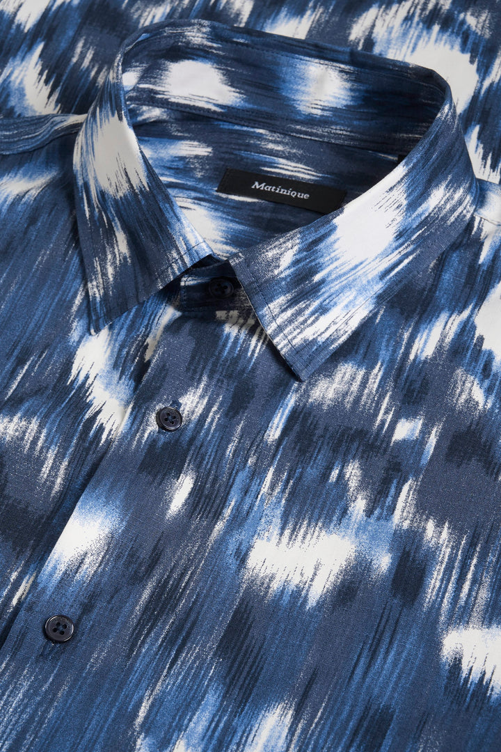 Matinique Motion Blur Print Shirt Navy