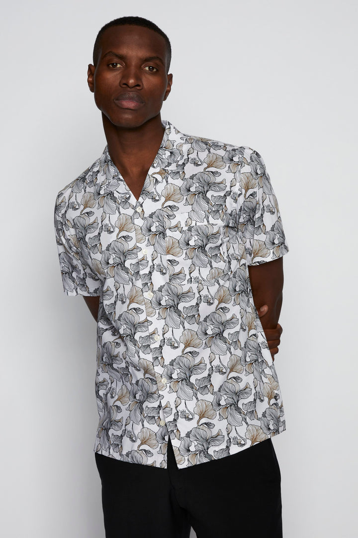 Matinique Floral Print Shirt White/Black