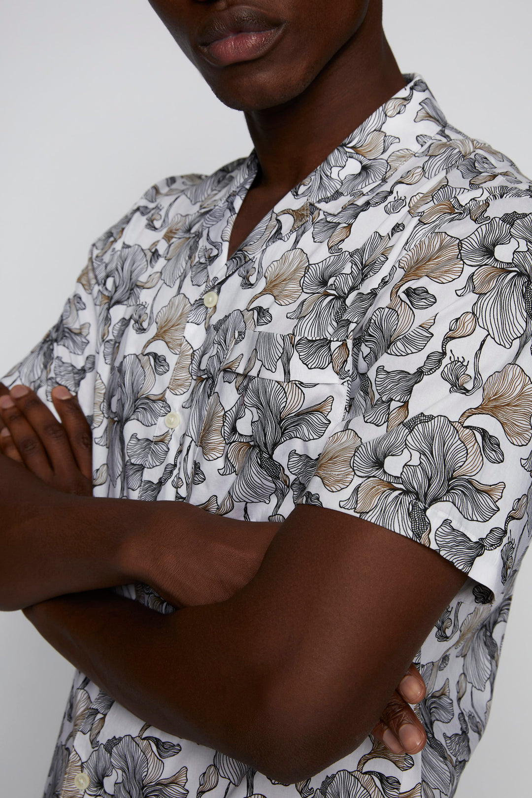 Matinique Floral Print Shirt White/Black
