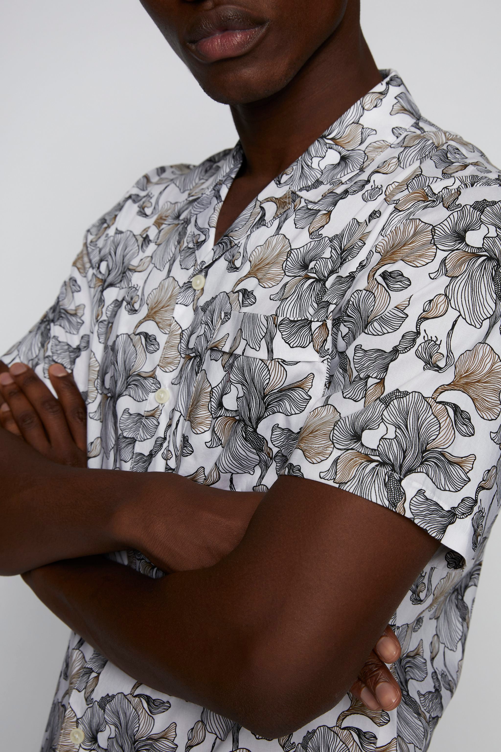 Matinique Floral Print Shirt White/Black