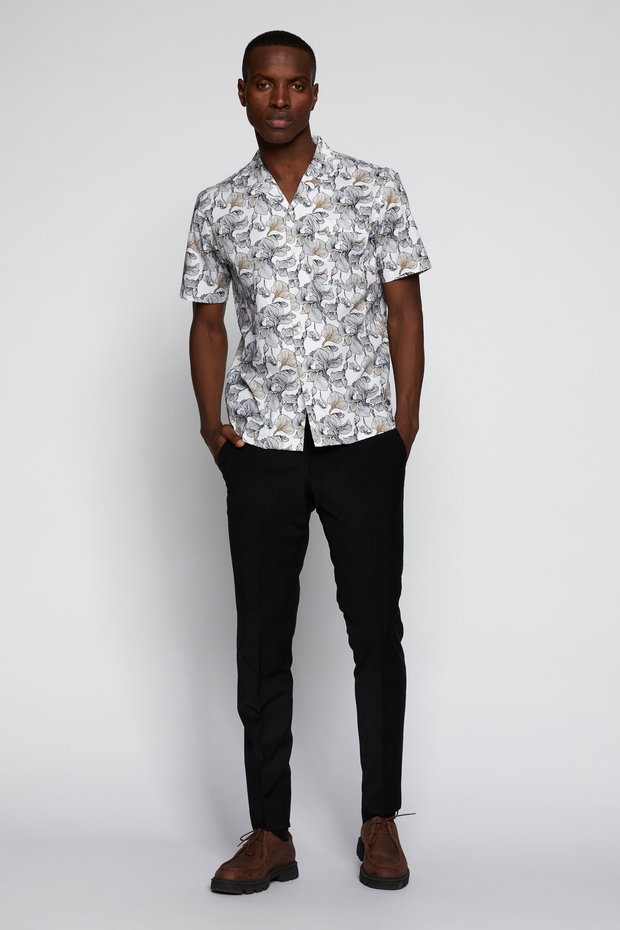 Matinique Floral Print Shirt White/Black