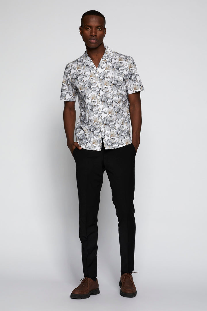 Matinique Floral Print Shirt White/Black
