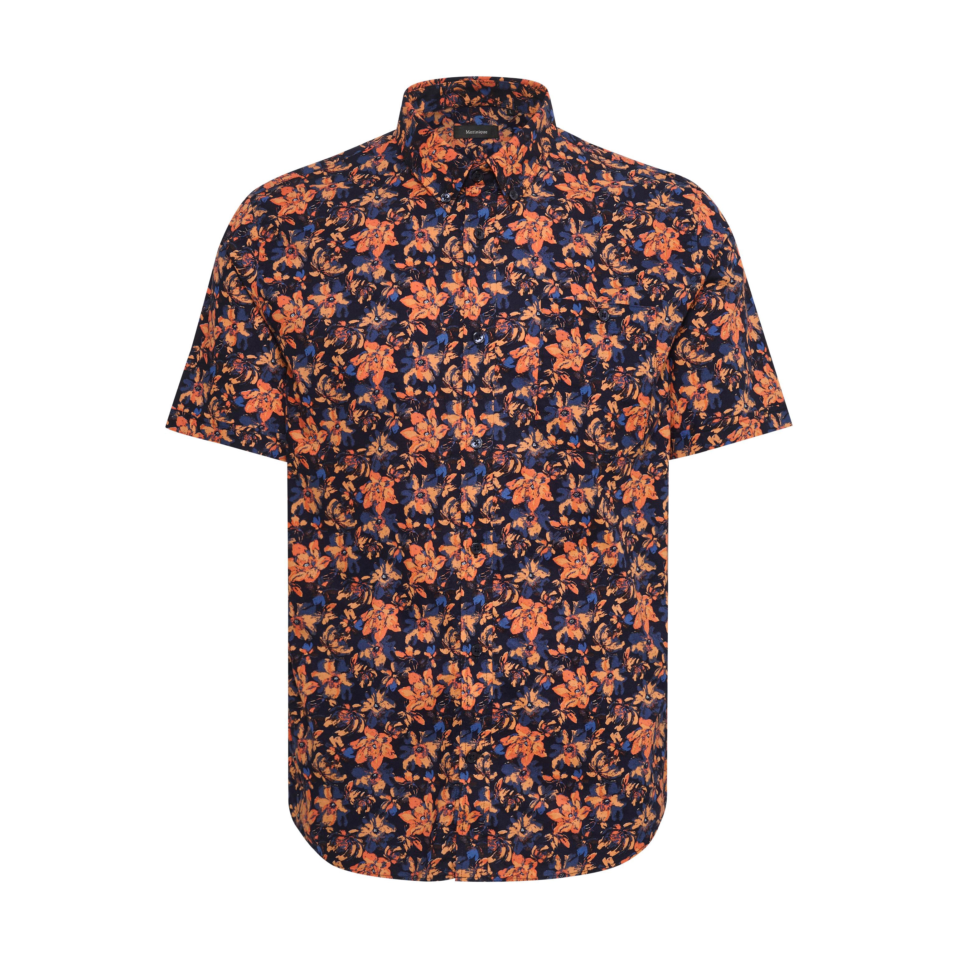 Matinique Floral Print Shirt Navy