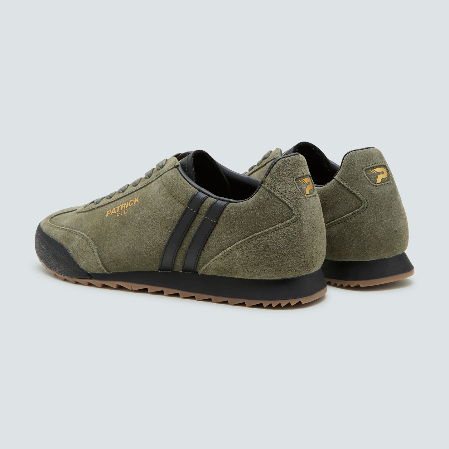 Patrick Rio Suede Trainers Olive/Black