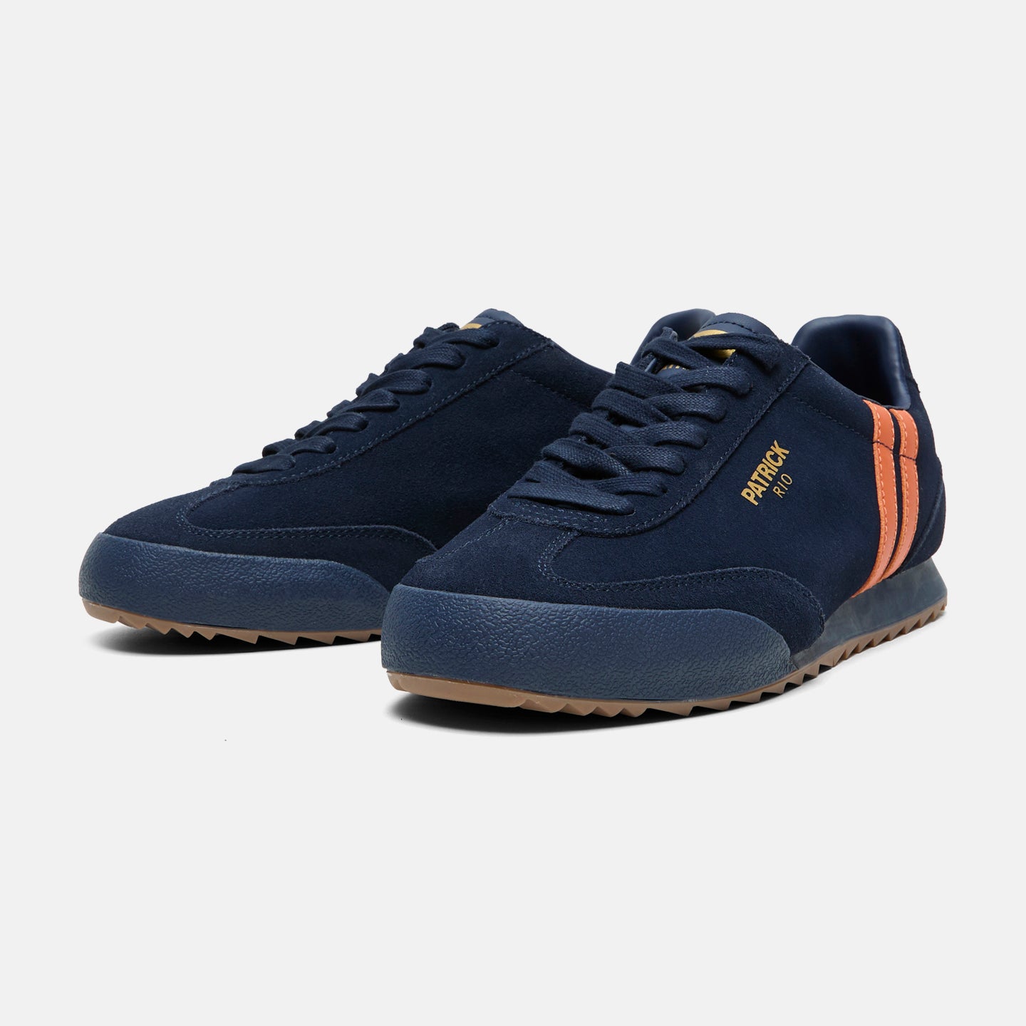 Patrick Rio Suede Trainers Navy/Orange