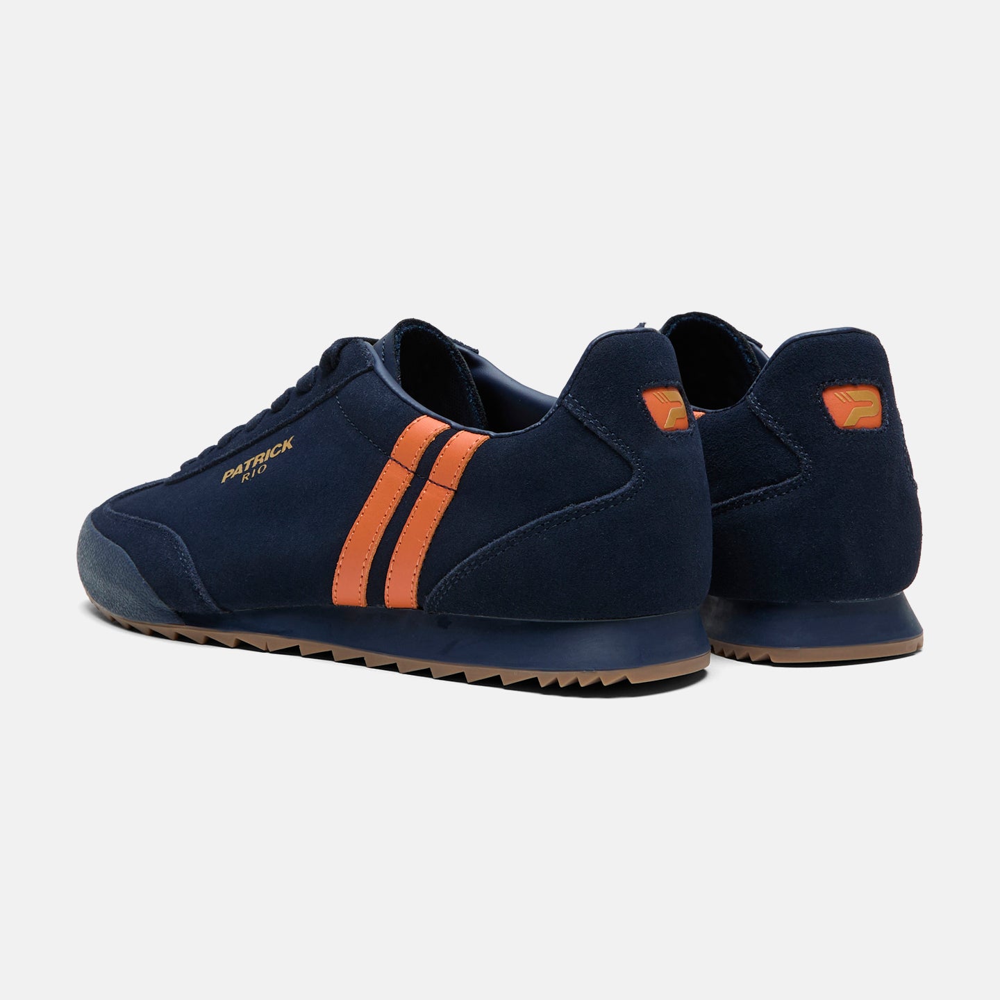 Patrick Rio Suede Trainers Navy/Orange