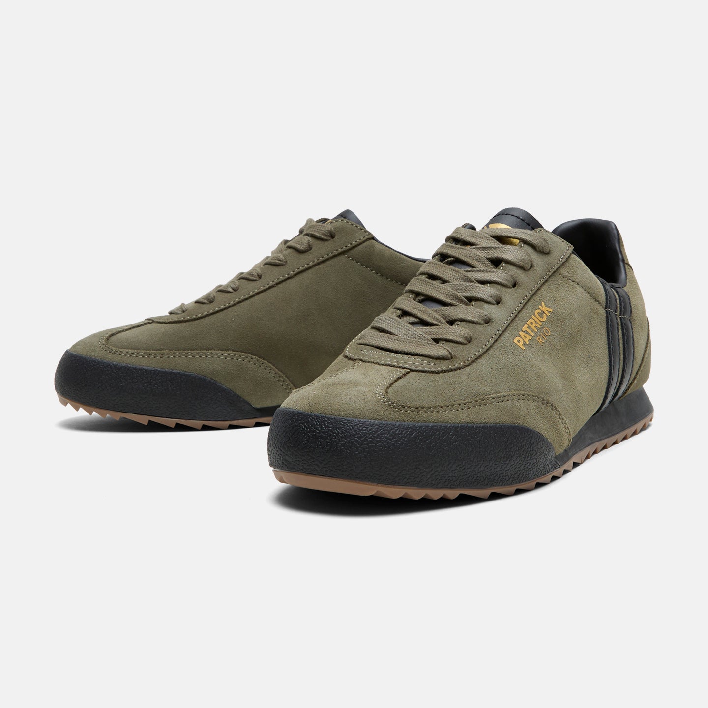 Patrick Rio Suede Trainers Olive/Black