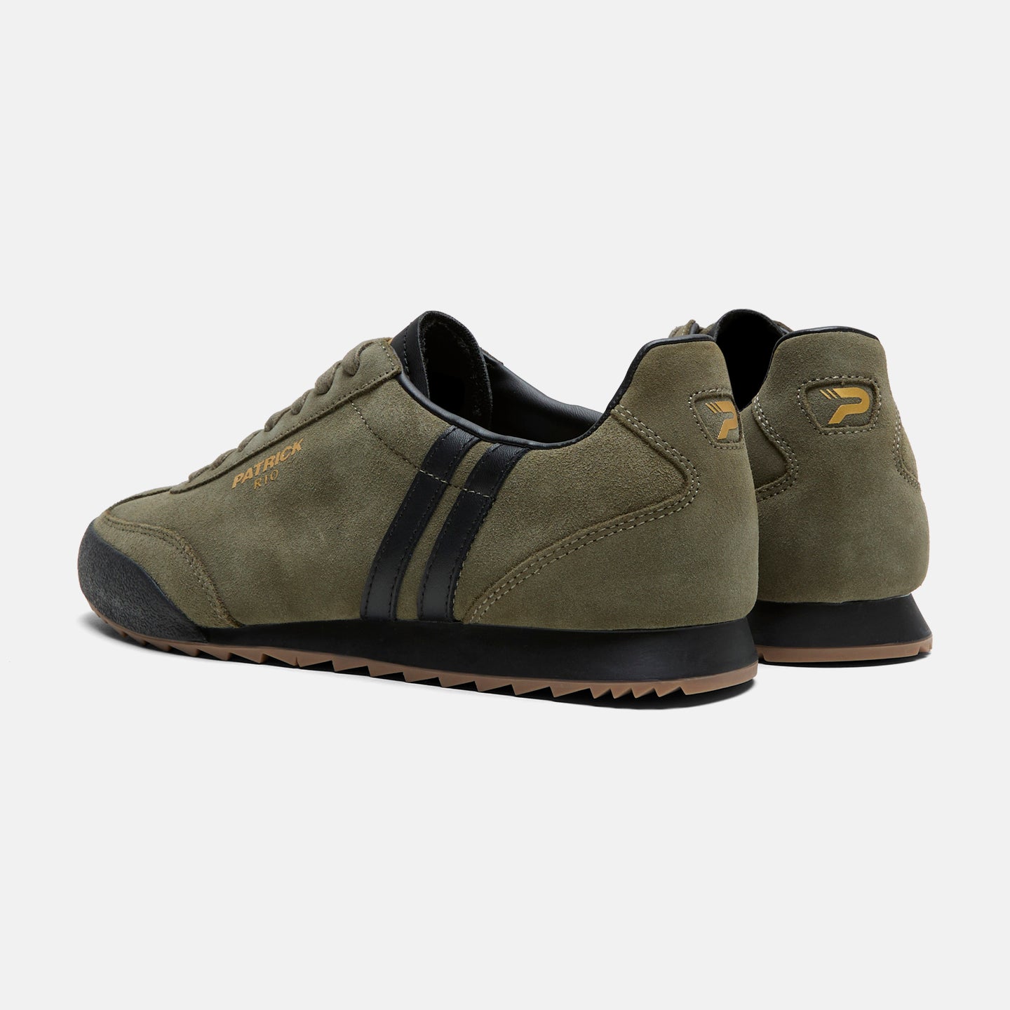 Patrick Rio Suede Trainers Olive/Black