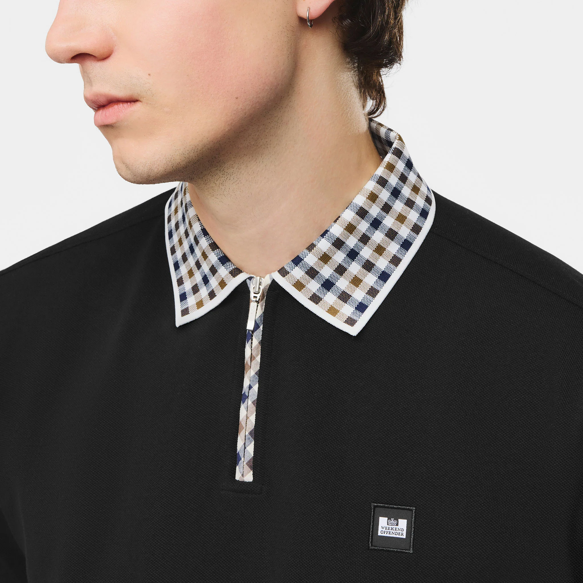 Weekend Offender Tipasa Check Polo Shirt Black