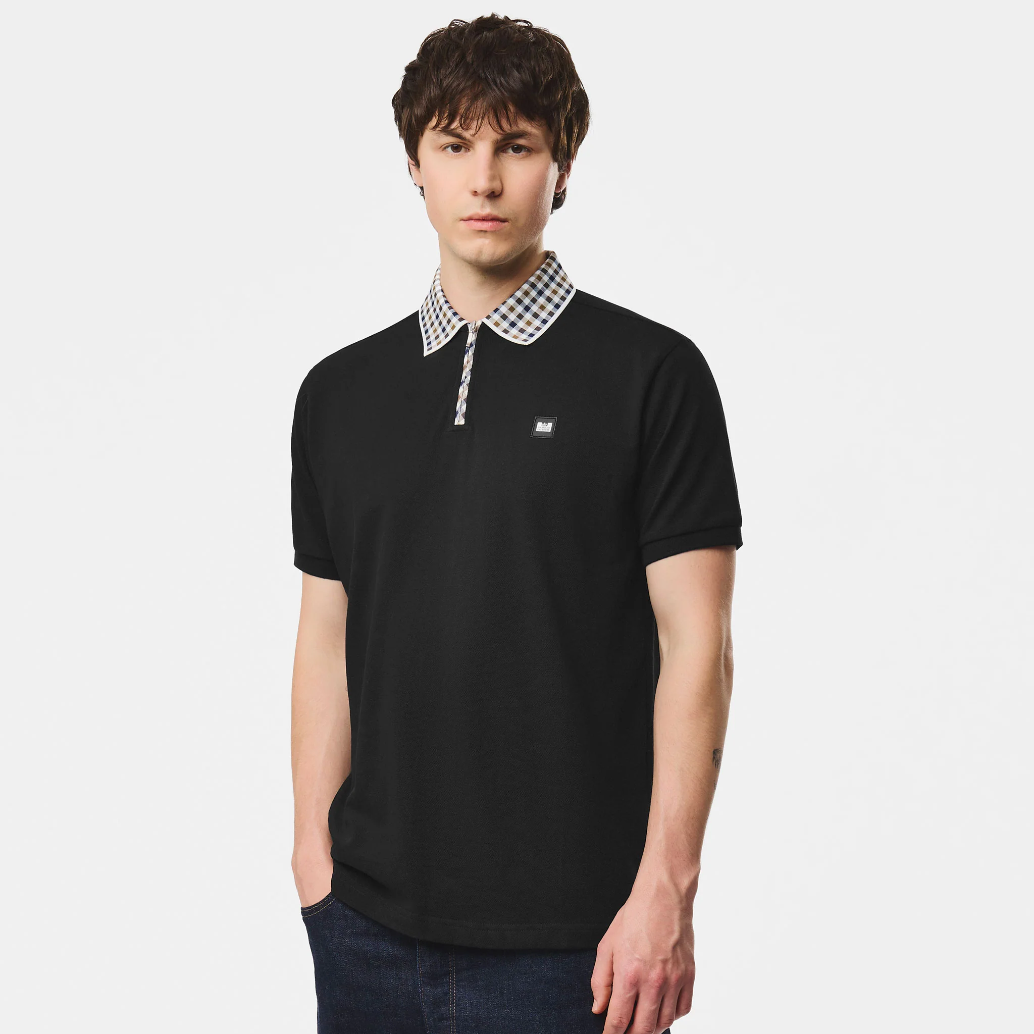 Weekend Offender Tipasa Check Polo Shirt Black